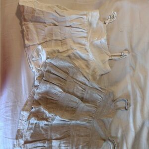 Little Bipsy White & Tan Linen Dresses